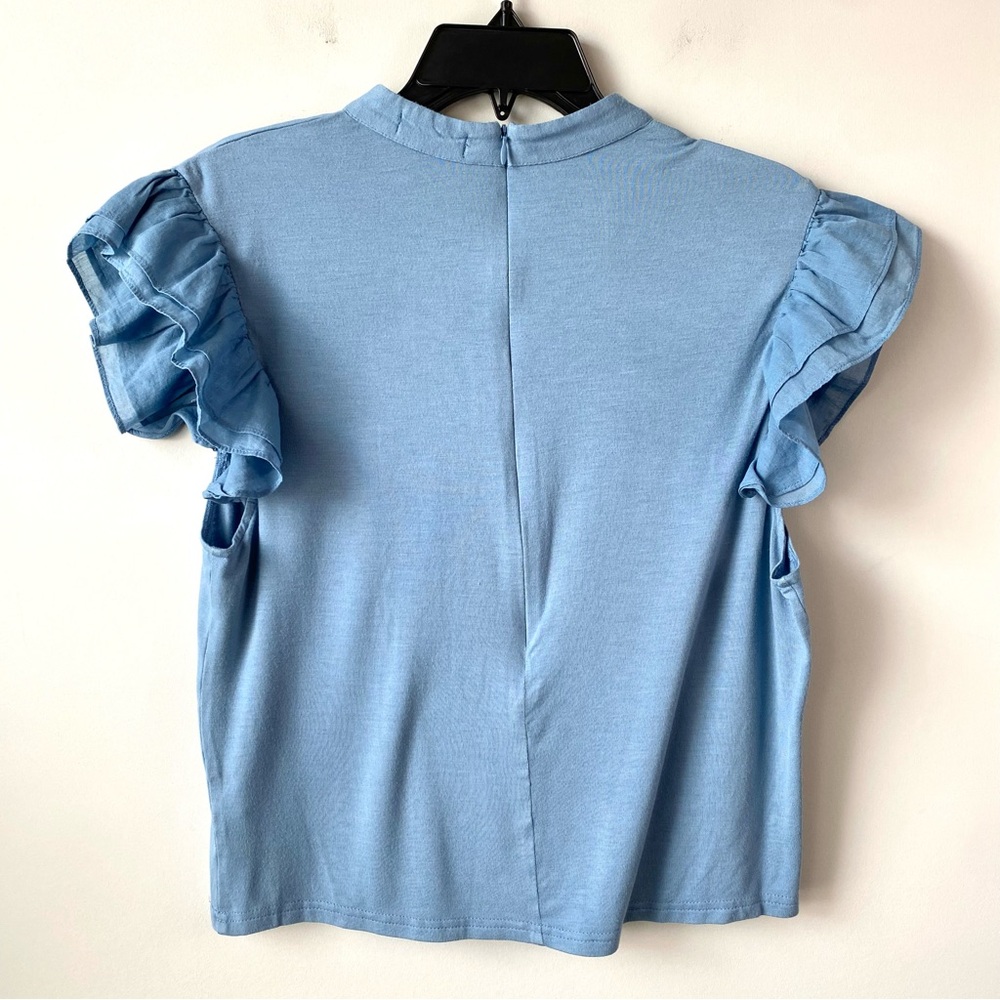 Area Stars Riley Ruffle Sleeve Top Blue XL - Picture 5 of 7